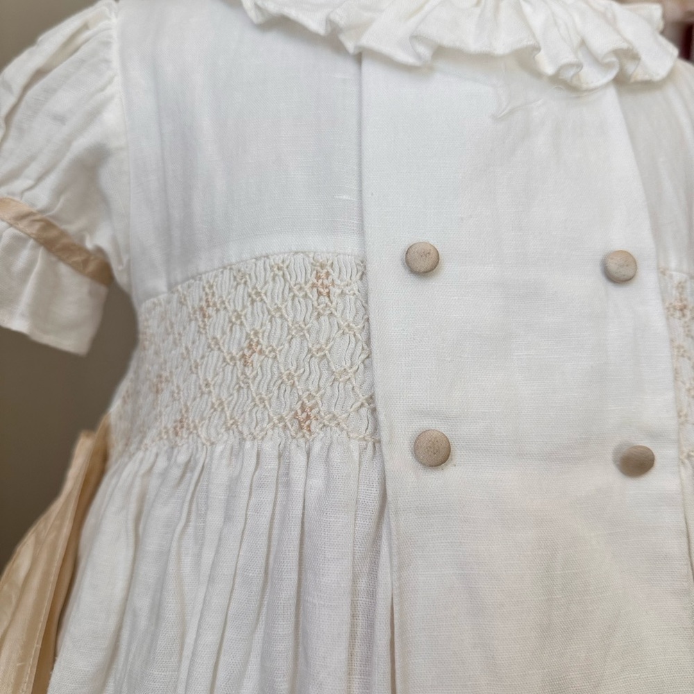 La Coqueta White Ruffled Dress with Smocked Details - Picture 2 of 4
